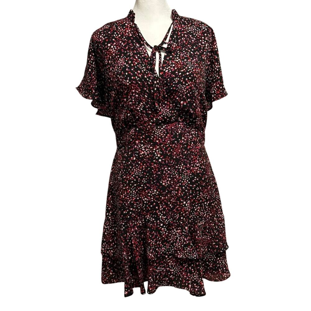 Parker Size M Ruffled Mini Dress Scatter Confetti Print - Picture 2 of 8
